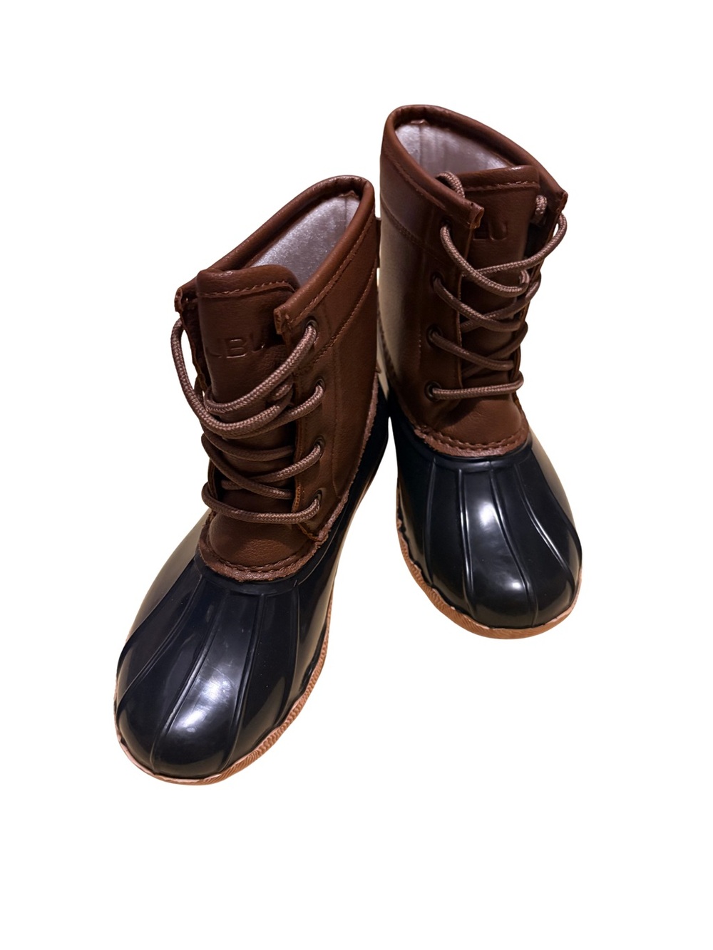 JBU Brown Leather Lace-Up Boots with Cream Lining